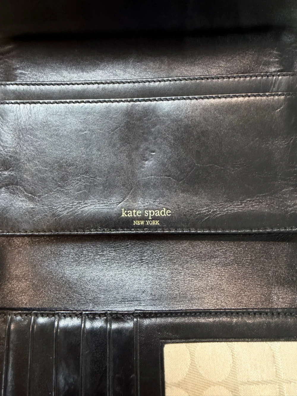 Kate Spade Black Leather Wallet Clutch – Snap Closure, Card Slots, Zip Coin
